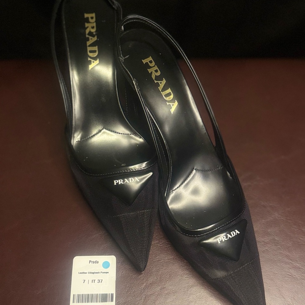 Prada Black Mesh Pointed Heels